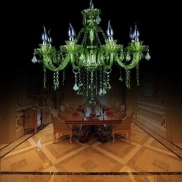 Lampadario a forma di candela in cristallo verde in stile europeo