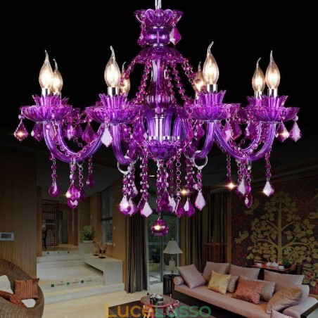 Elegante lampadario europeo in cristallo viola Elegante lampadario europeo in cristallo viola