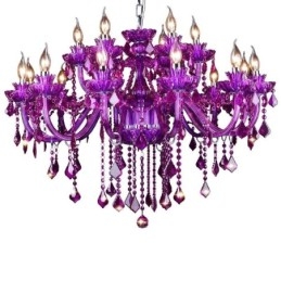 Elegante lampadario europeo in cristallo viola