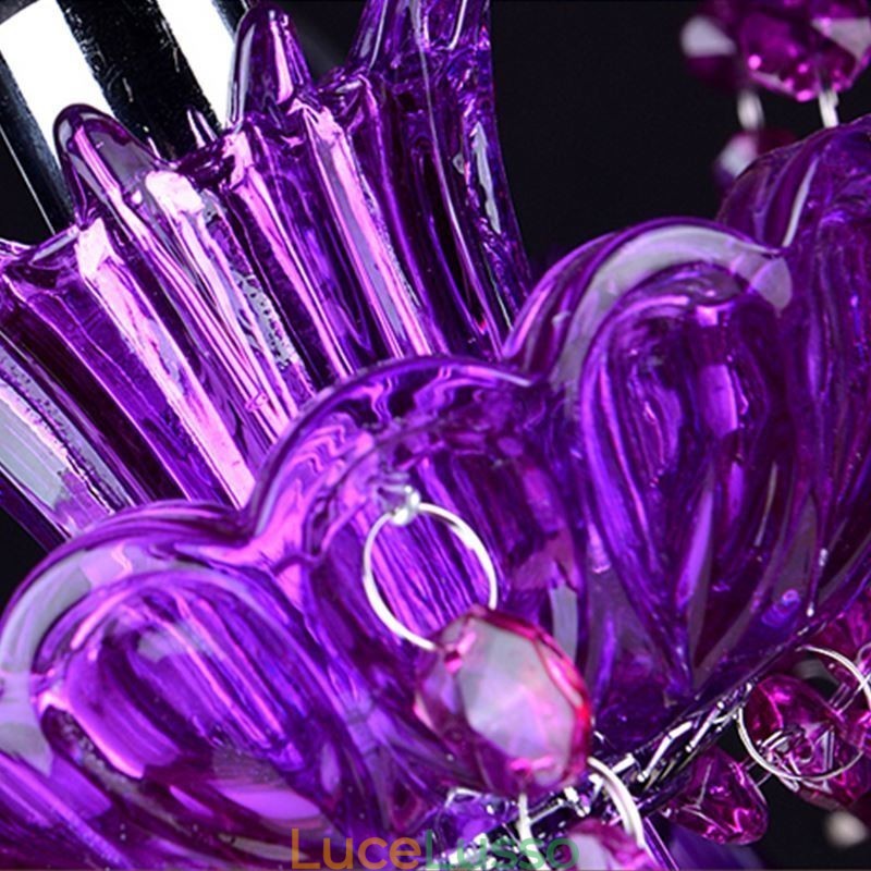 Elegante lampadario europeo in cristallo viola
