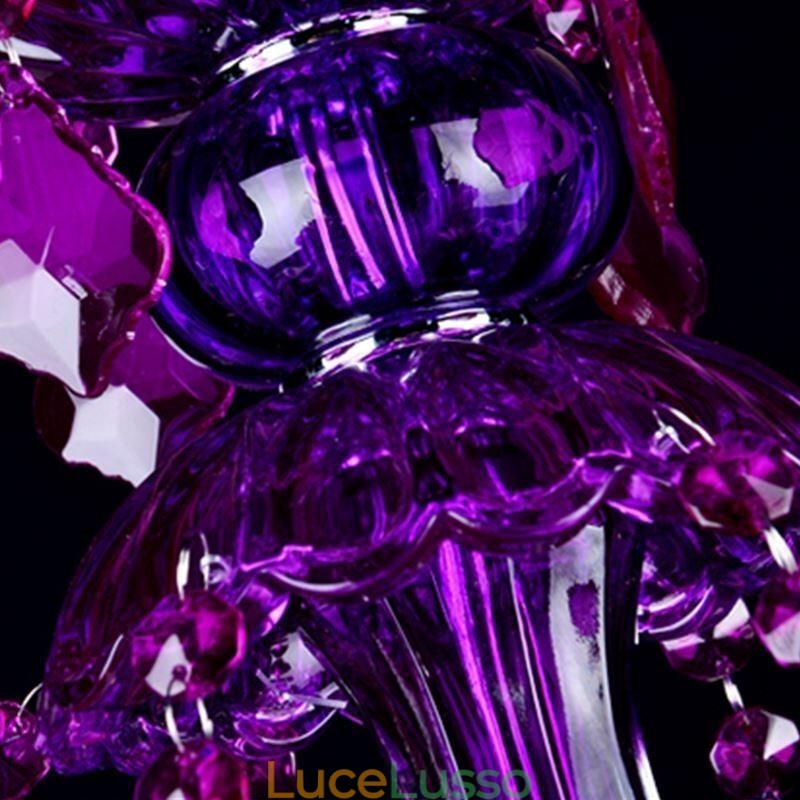 Elegante lampadario europeo in cristallo viola