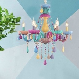 Lampadario di cristallo colorato europeo Macaron Pendant Light