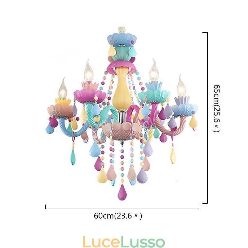 Lampadario di cristallo colorato europeo Macaron Pendant Light