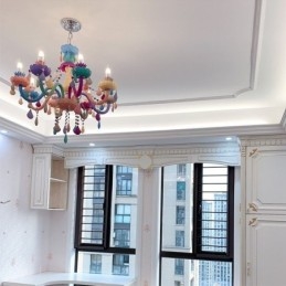 Lampadario di cristallo colorato europeo Macaron Pendant Light