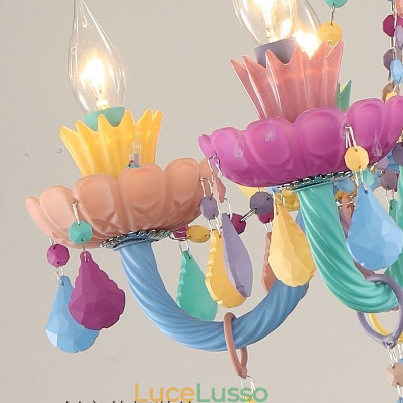 Lampadario di cristallo colorato europeo Macaron Pendant Light