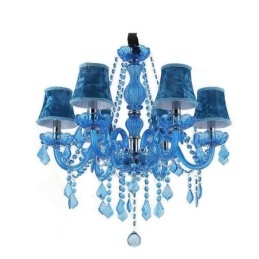Lampadario in cristallo blu in stile europeo, luce pendente unica