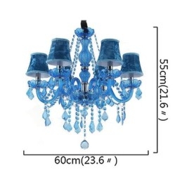 Lampadario in cristallo blu in stile europeo, luce pendente unica