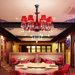 Lampadario moderno europeo in cristallo colore rosso