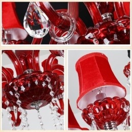 Lampadario moderno europeo in cristallo colore rosso