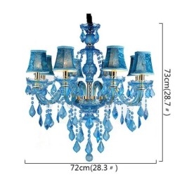 Grande lampadario di cristallo blu europeo