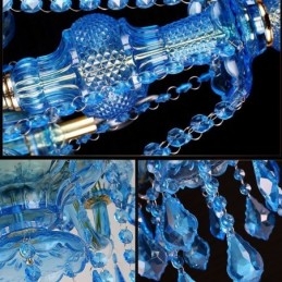 Grande lampadario di cristallo blu europeo