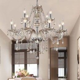 Grande lampadario di cristallo Cognac luce da soffitto europea