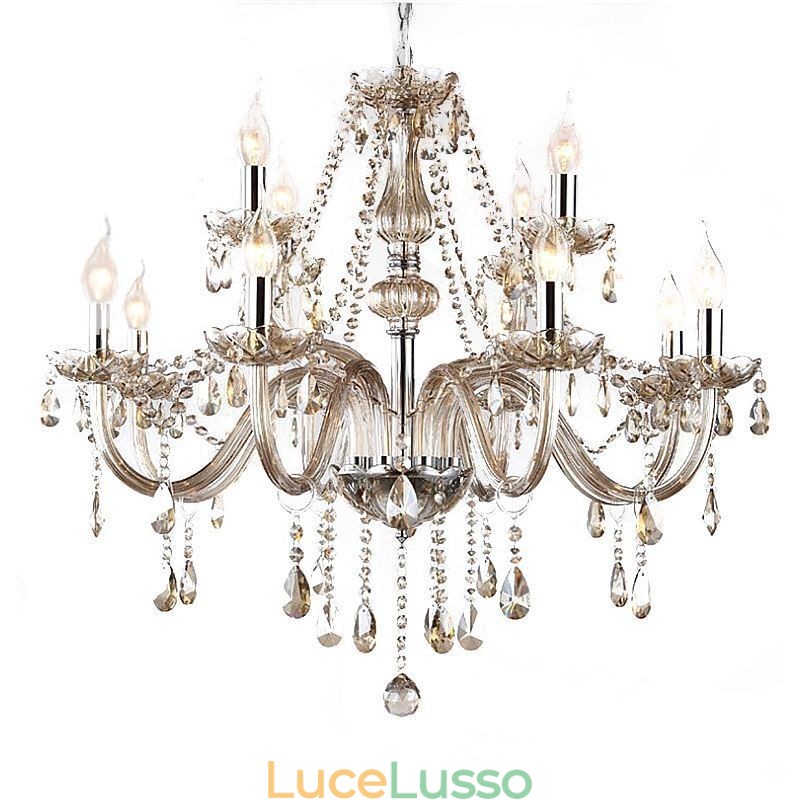 Grande lampadario di cristallo Cognac luce da soffitto europea