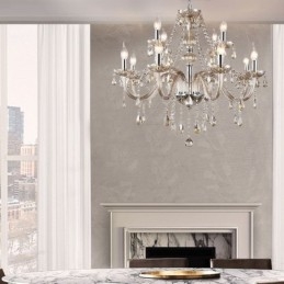 Grande lampadario di cristallo Cognac luce da soffitto europea