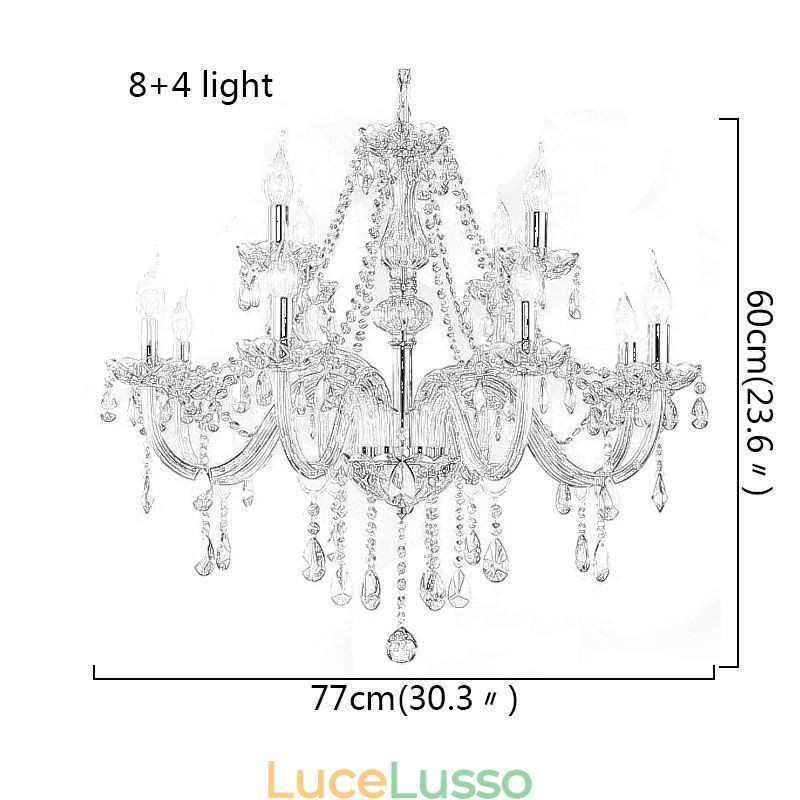 Grande lampadario di cristallo Cognac luce da soffitto europea