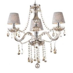 Lampadario di cristallo europeo classico con luce pendente color cognac
