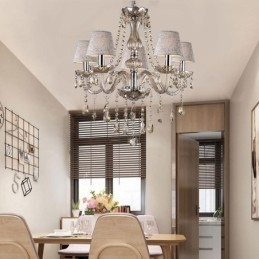 Lampadario di cristallo europeo classico con luce pendente color cognac