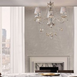 Lampadario di cristallo europeo classico con luce pendente color cognac