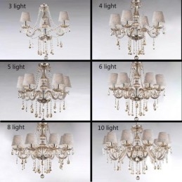 Lampadario di cristallo europeo classico con luce pendente color cognac