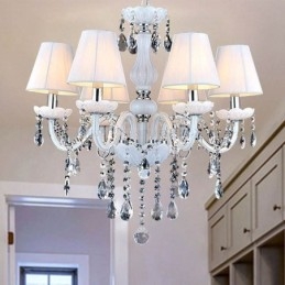 Lampadario di cristallo europeo Lampada a sospensione unica in giada bianca