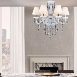 Lampadario di cristallo europeo Lampada a sospensione unica in giada bianca