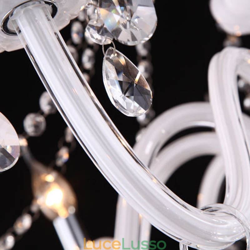 Lampadario di cristallo europeo Lampada a sospensione unica in giada bianca