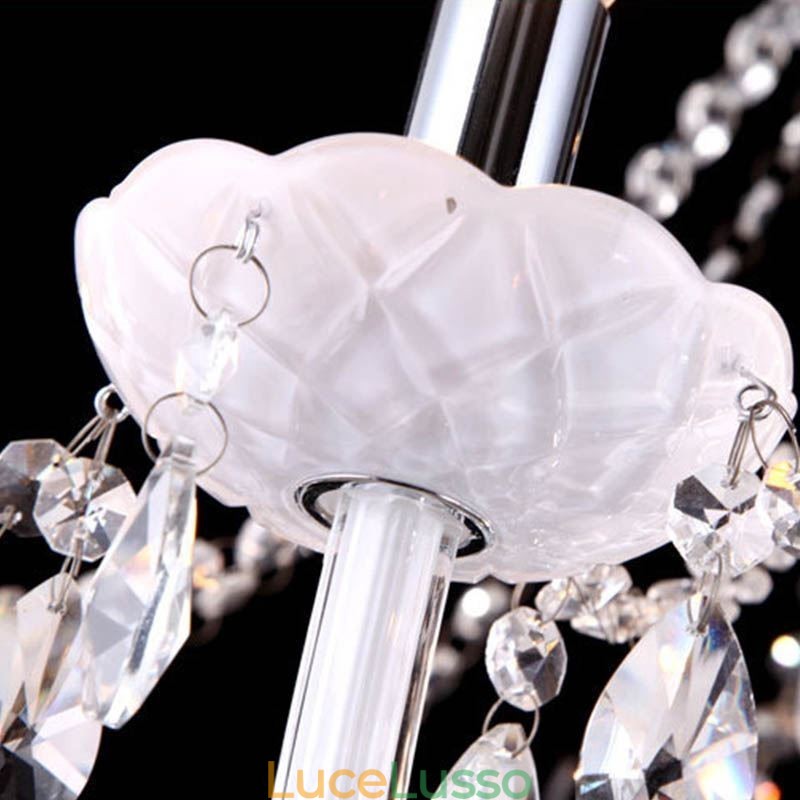 Lampadario di cristallo europeo Lampada a sospensione unica in giada bianca