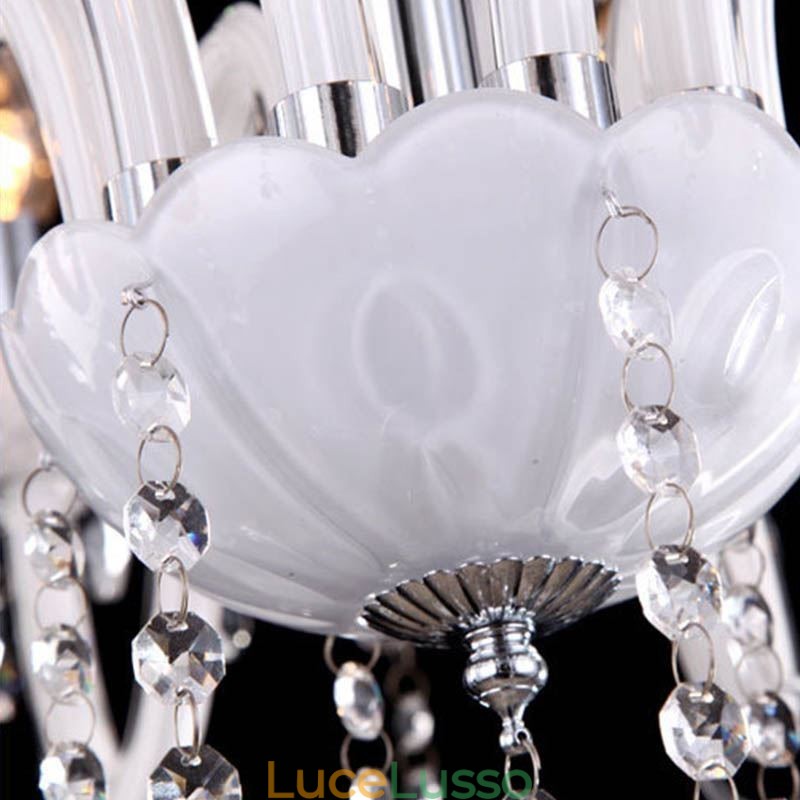 Lampadario di cristallo europeo Lampada a sospensione unica in giada bianca