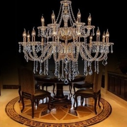Lampadario di cristallo di lusso, luce da soffitto con braccio filettato europeo dorato