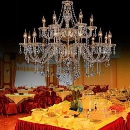 Lampadario di cristallo di lusso, luce da soffitto con braccio filettato europeo dorato
