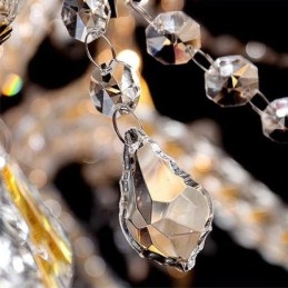 Lampadario di cristallo di lusso, luce da soffitto con braccio filettato europeo dorato