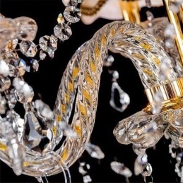 Lampadario di cristallo di lusso, luce da soffitto con braccio filettato europeo dorato