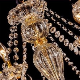 Lampadario di cristallo di lusso, luce da soffitto con braccio filettato europeo dorato