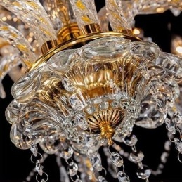Lampadario di cristallo di lusso, luce da soffitto con braccio filettato europeo dorato