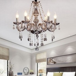 Elegante lampadario di cristallo in stile europeo, lampada a sospensione in vetro