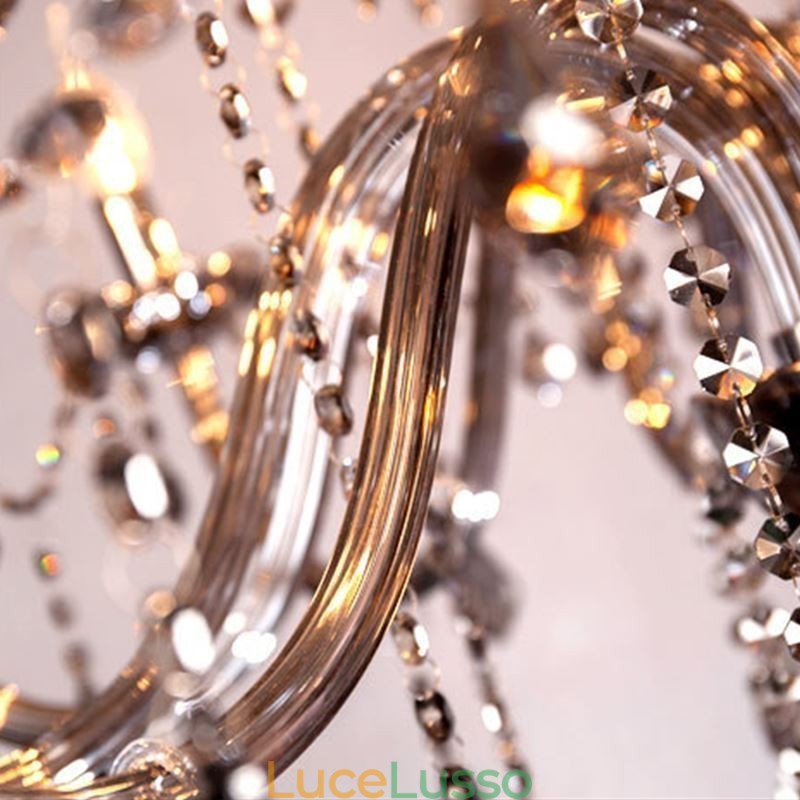 Elegante lampadario di cristallo in stile europeo, lampada a sospensione in vetro