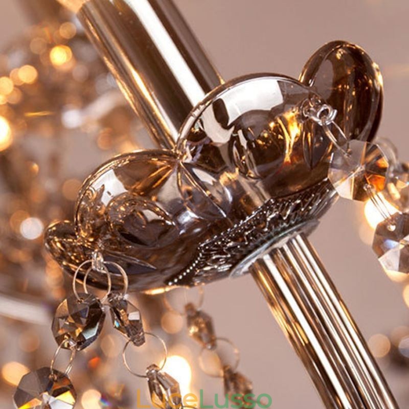 Elegante lampadario di cristallo in stile europeo, lampada a sospensione in vetro