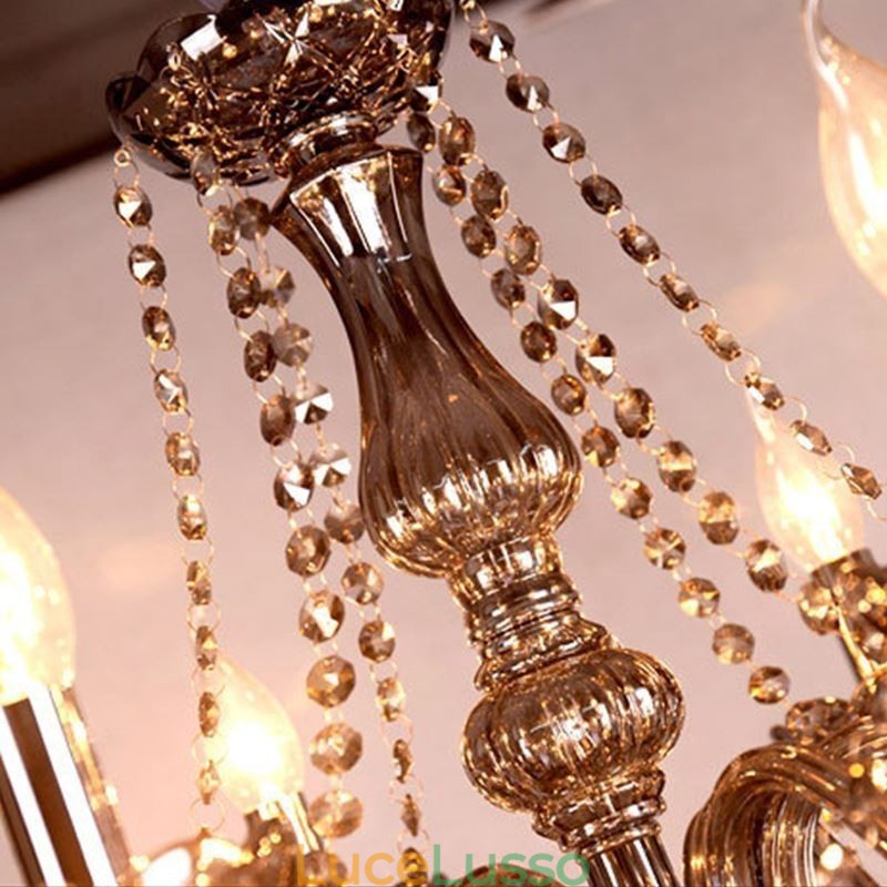 Elegante lampadario di cristallo in stile europeo, lampada a sospensione in vetro