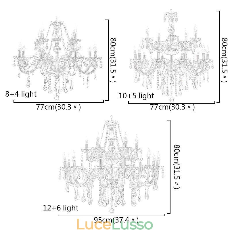 Grande lampadario di cristallo europeo elegante lampada a sospensione