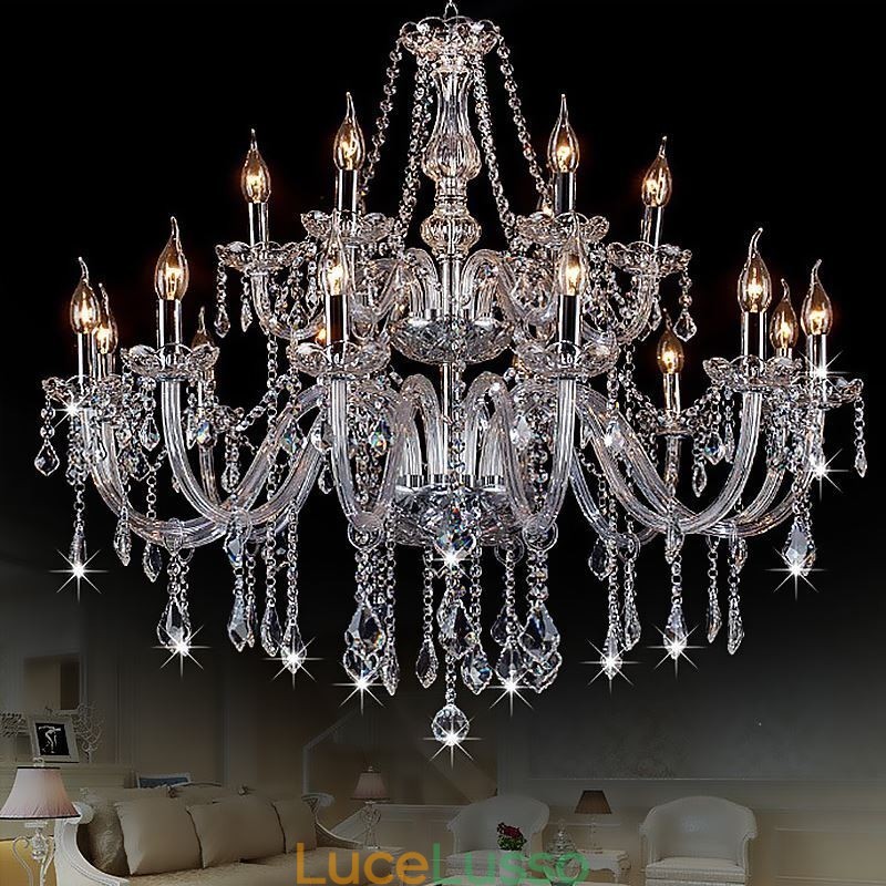 Lampadario di cristallo europeo Luce pendente trasparente