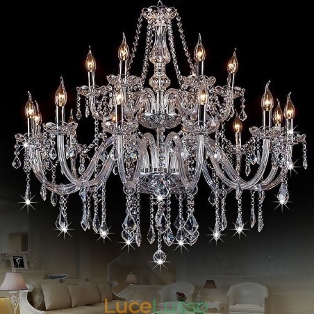 Lampadario di cristallo europeo Luce pendente trasparente Lampadario di cristallo europeo Luce pendente trasparente