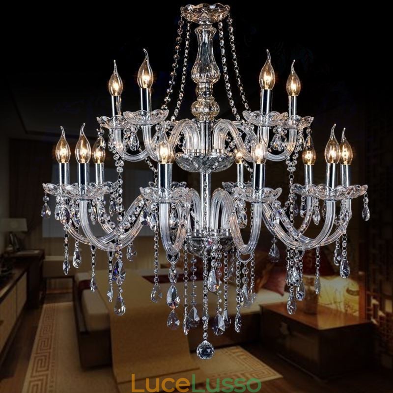 Lampadario di cristallo europeo Luce pendente trasparente