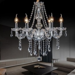 Grande lampadario di cristallo europeo, luce da soffitto trasparente