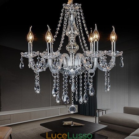 Grande lampadario di cristallo europeo, luce da soffitto trasparente Grande lampadario di cristallo europeo, luce da soffitto trasparente