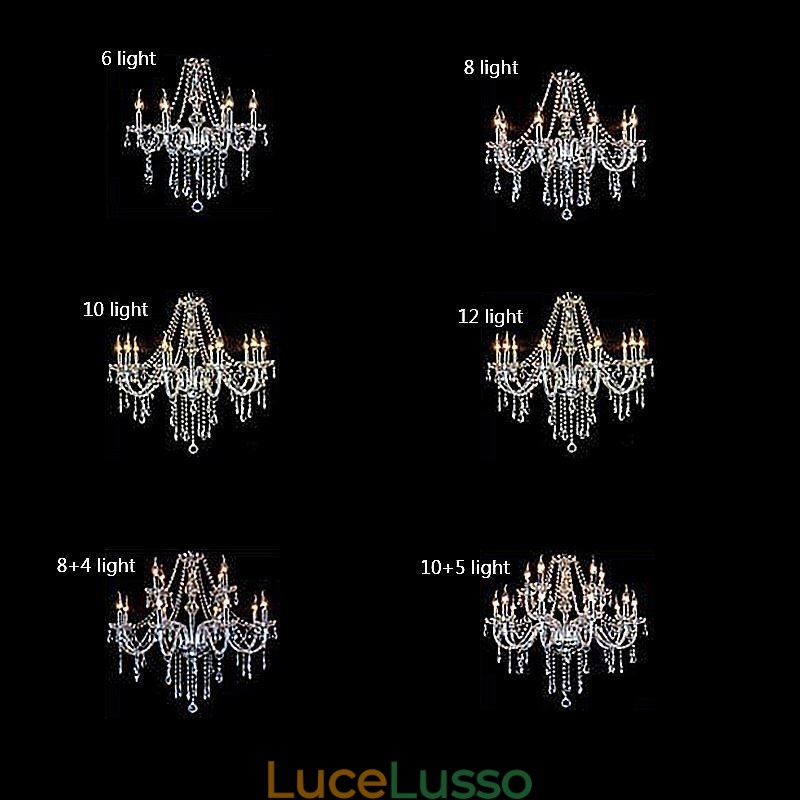 Grande lampadario di cristallo europeo, luce da soffitto trasparente