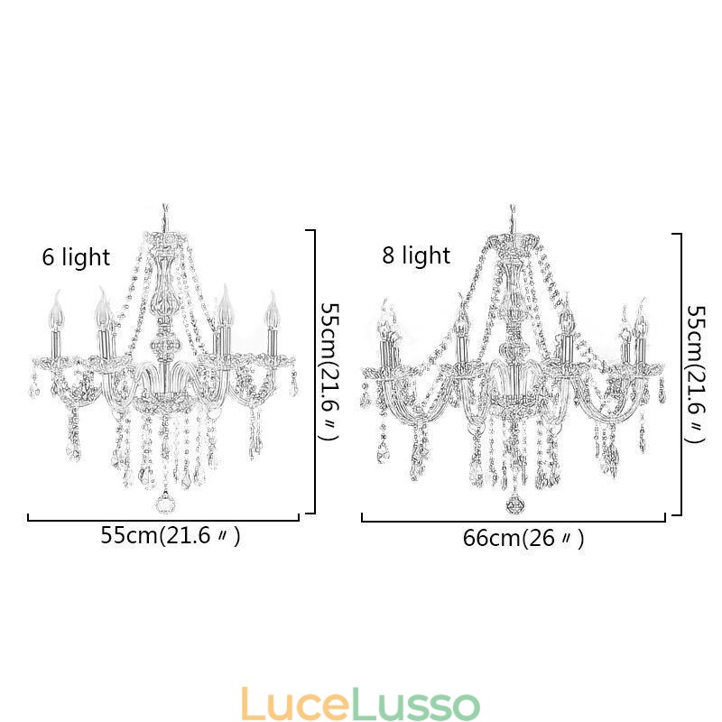 Grande lampadario di cristallo europeo, luce da soffitto trasparente