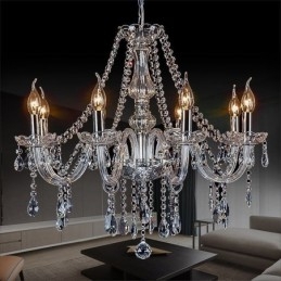 Grande lampadario di cristallo europeo, luce da soffitto trasparente