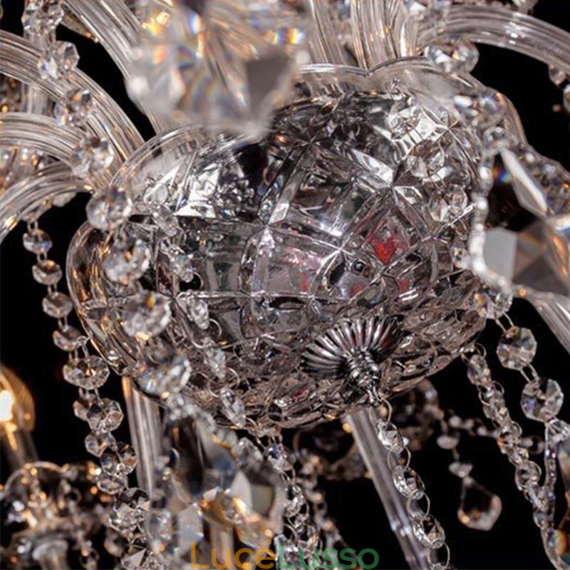 Grande lampadario di cristallo europeo, luce da soffitto trasparente