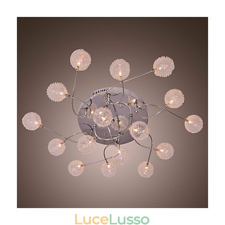 Lampada da soffitto G4 in ferro con paralumi in alluminio