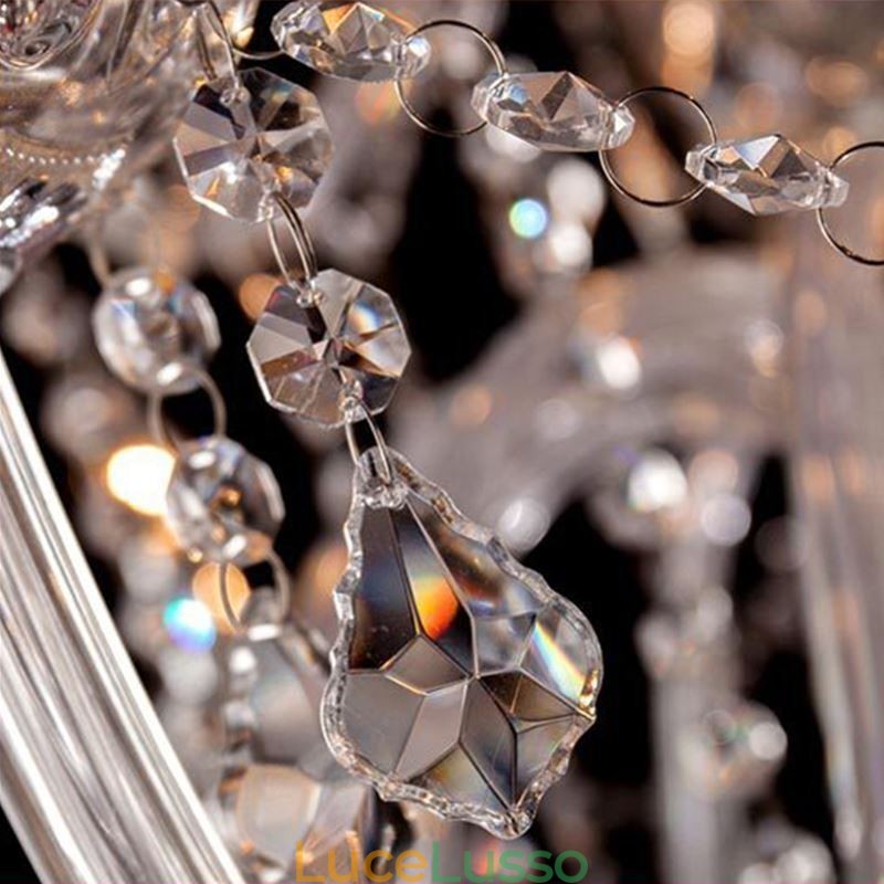 Grande lampadario di cristallo europeo, luce da soffitto trasparente